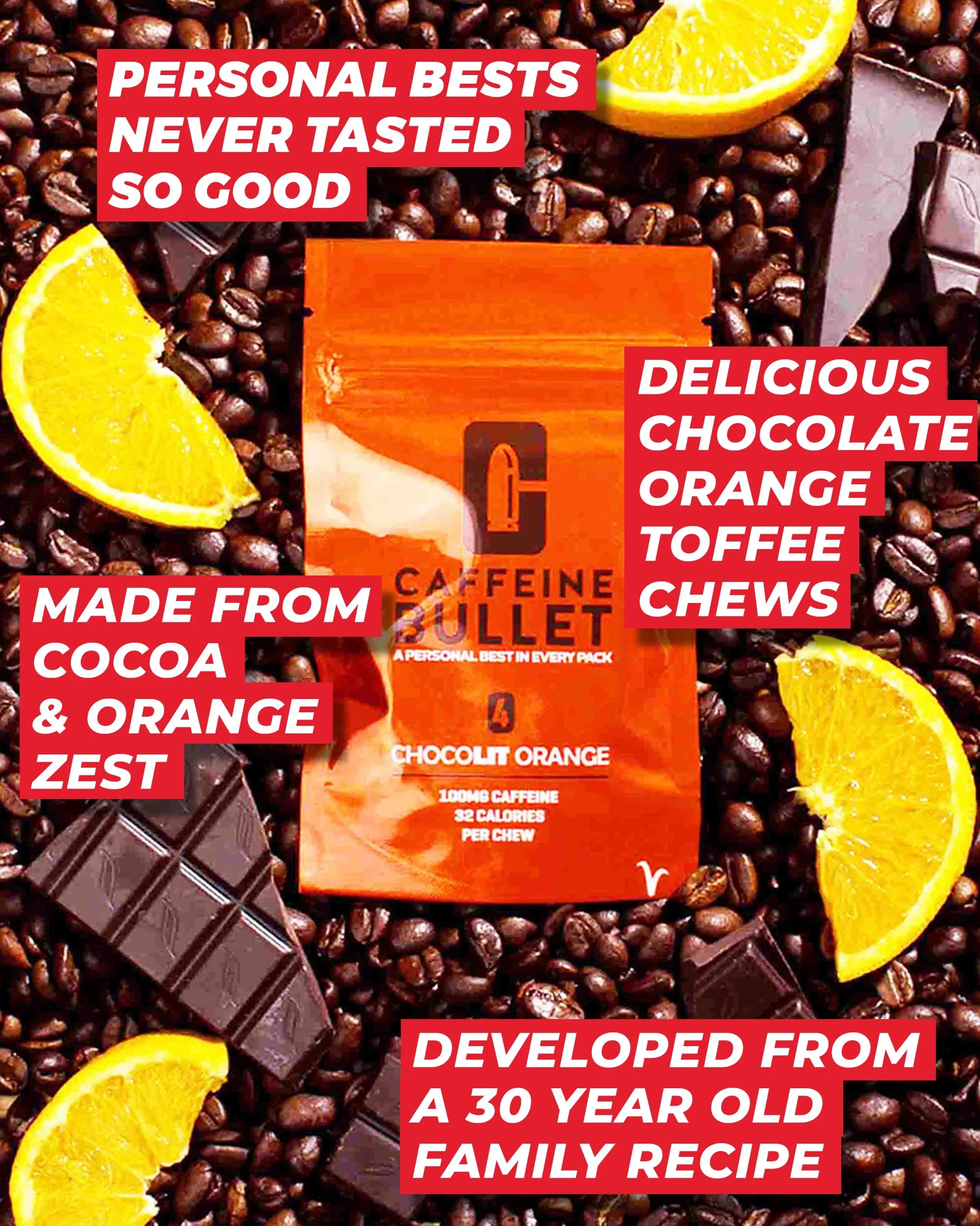 ChocoLIT Orange Energy Chews Caffeine Bullet