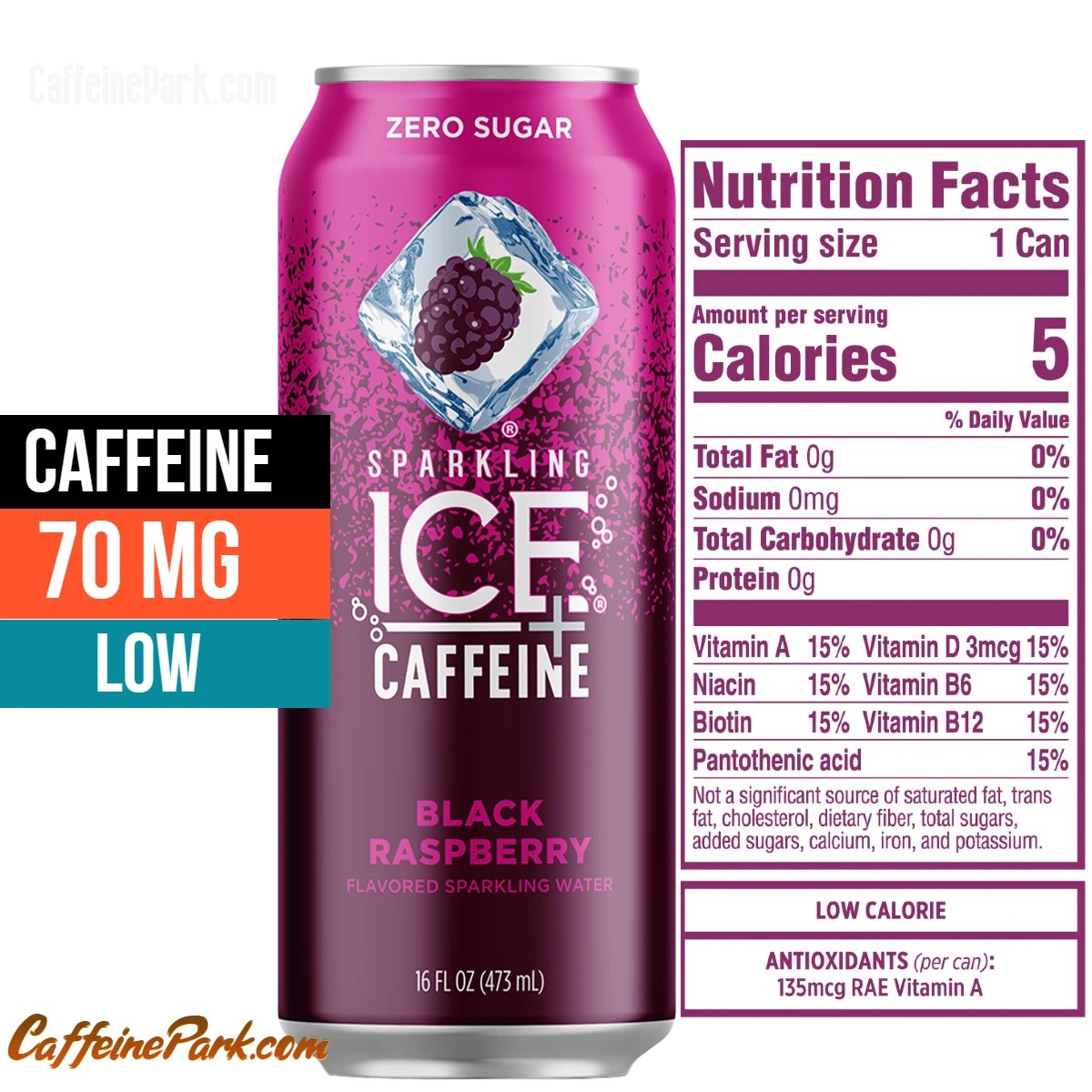 How Much Caffeine is in a Sparkling Ice Black Raspberry Sparkling Water?