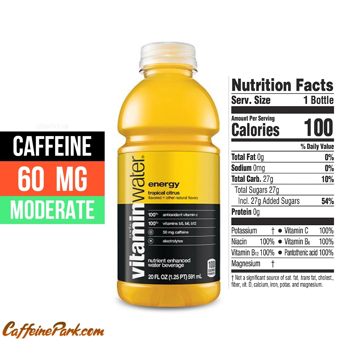 VitaminWater Energy Caffeine Content How Much is in a Bottle?