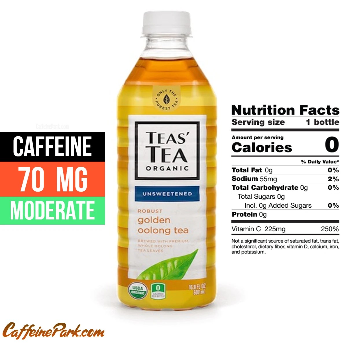 How much caffeine is in Teas' Tea Oolong?