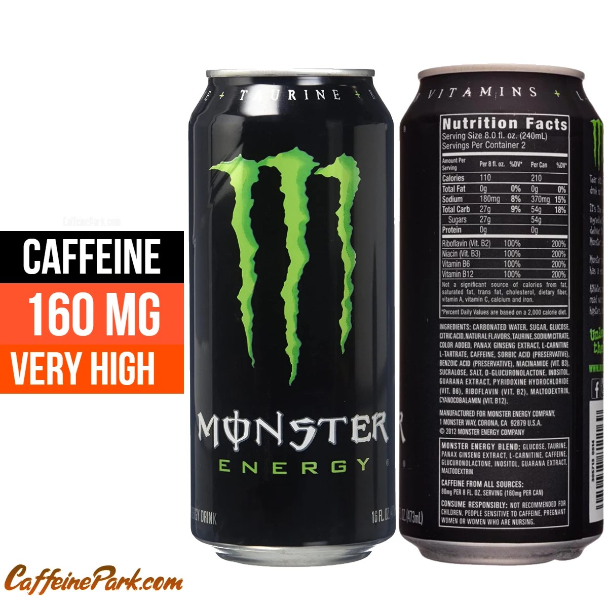 Monster Energy Caffeine Content How Much is in a can?