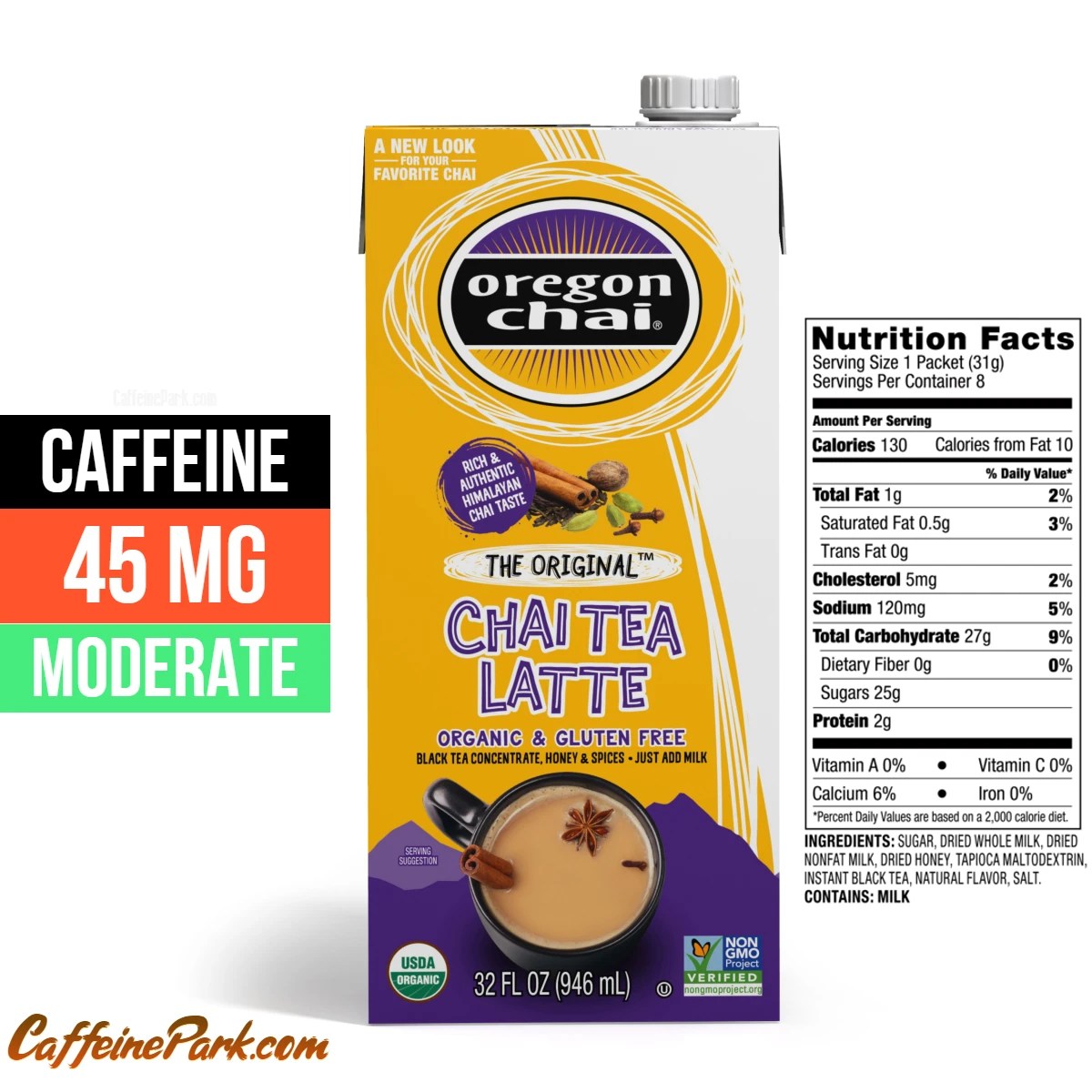 Oregon Chai Tea Caffeine Content How Much is in a cup?