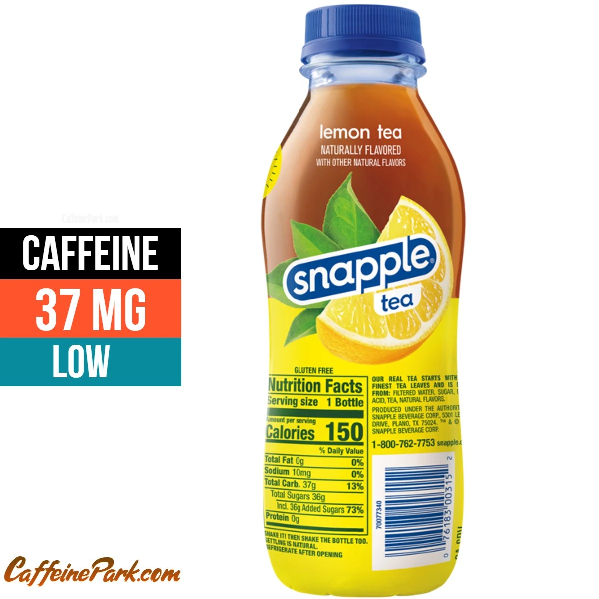 Snapple Tea Caffeine Content How Much is in a bottle?
