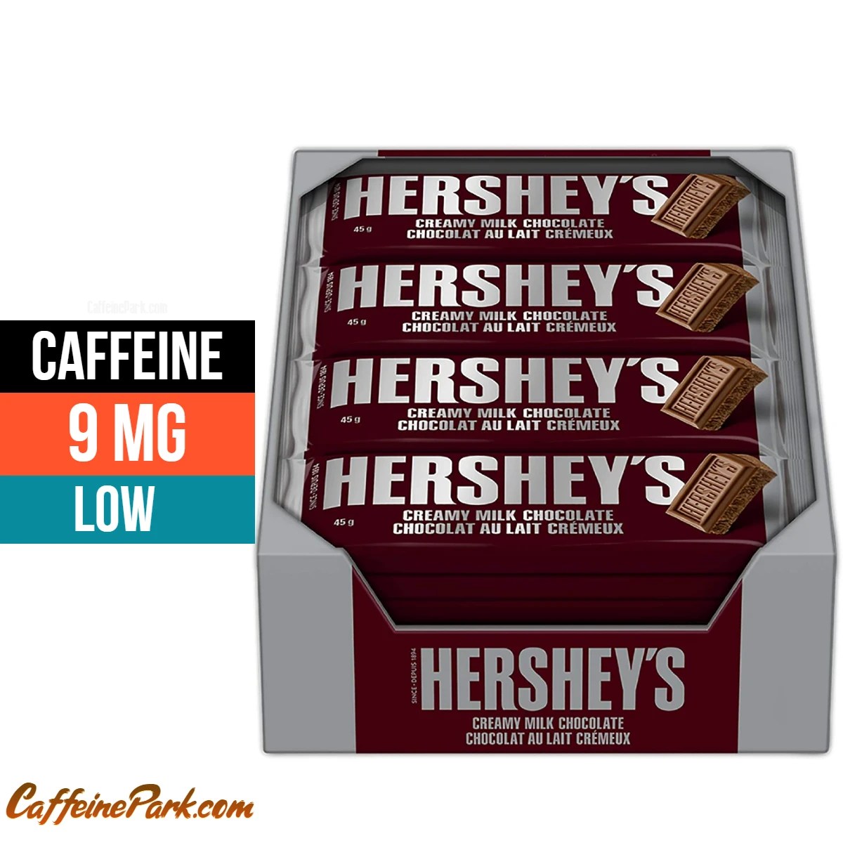 Hershey's Chocolate Bars Caffeine How Much is in Various?
