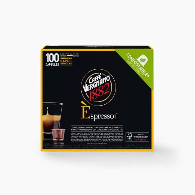 Pack 100 Napoli Èspresso 1882 Compatibili Nespresso Caffè Vergnano