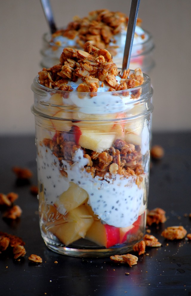 4INGREDIENT APPLE + PEANUT BUTTER GRANOLA CHIA SEED PARFAIT cait's plate