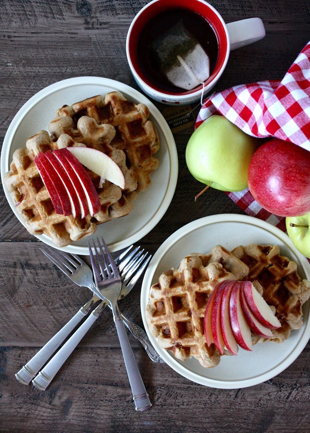 WHOLE GRAIN CINNAMON APPLE WAFFLES cait's plate