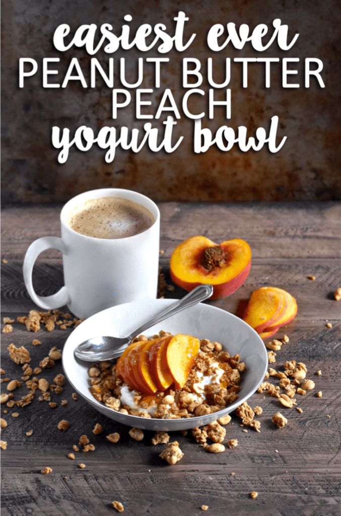 easiest ever peanut butter peach yogurt bowl cait's plate