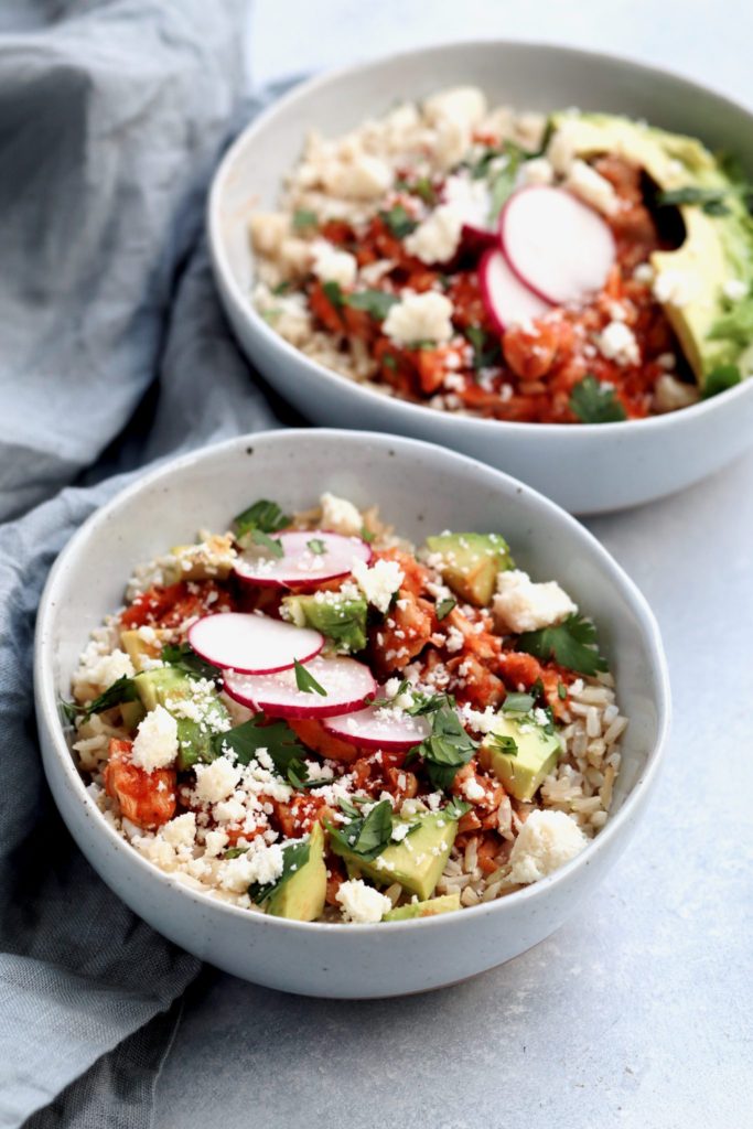 easy chicken tinga bowls cait's plate