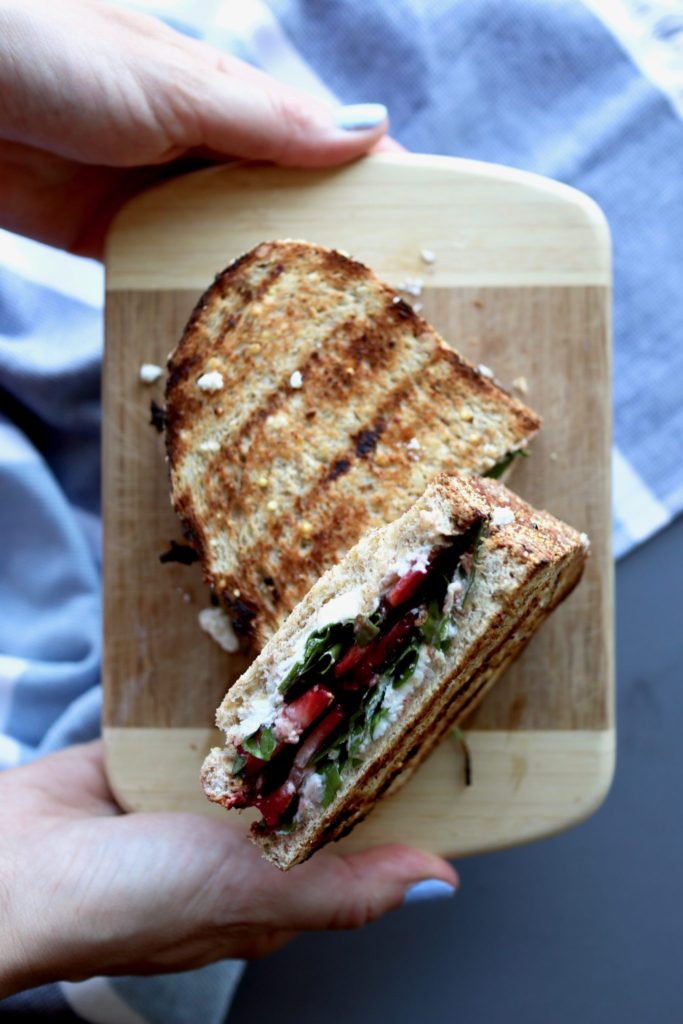 strawberry & arugula goat cheese panini cait's plate