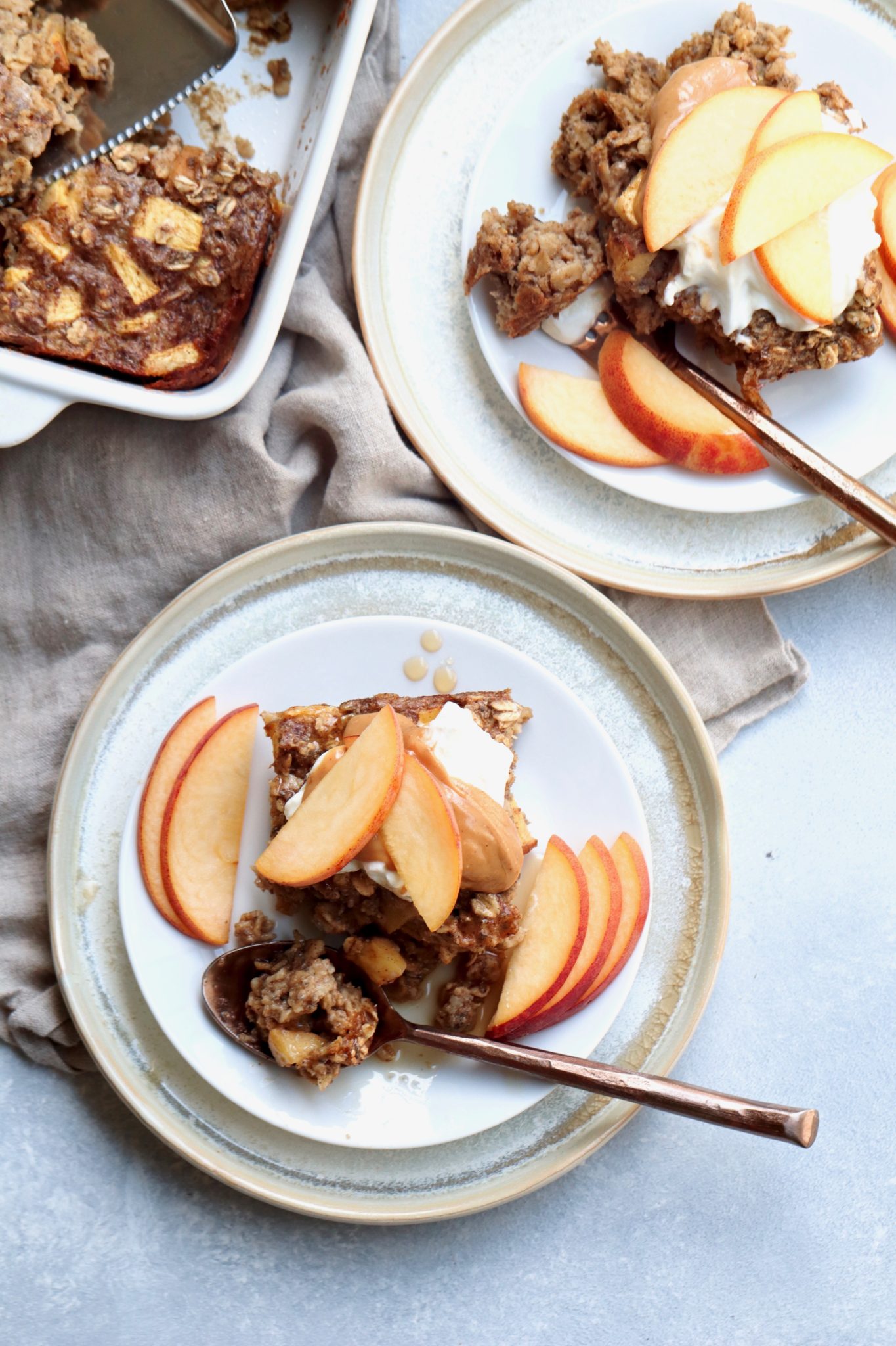 peanut butter peach baked oatmeal cait's plate