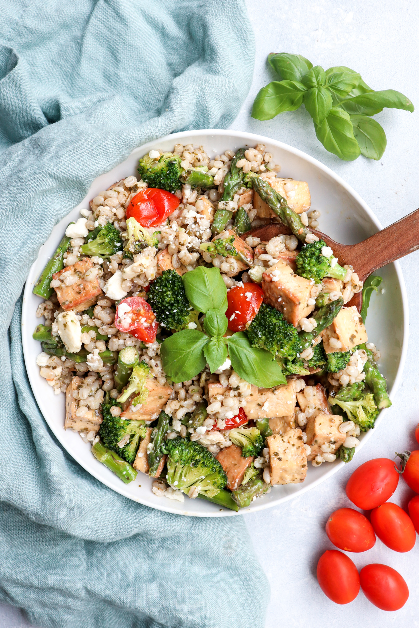 pesto barley tofu & veggie bowl cait's plate