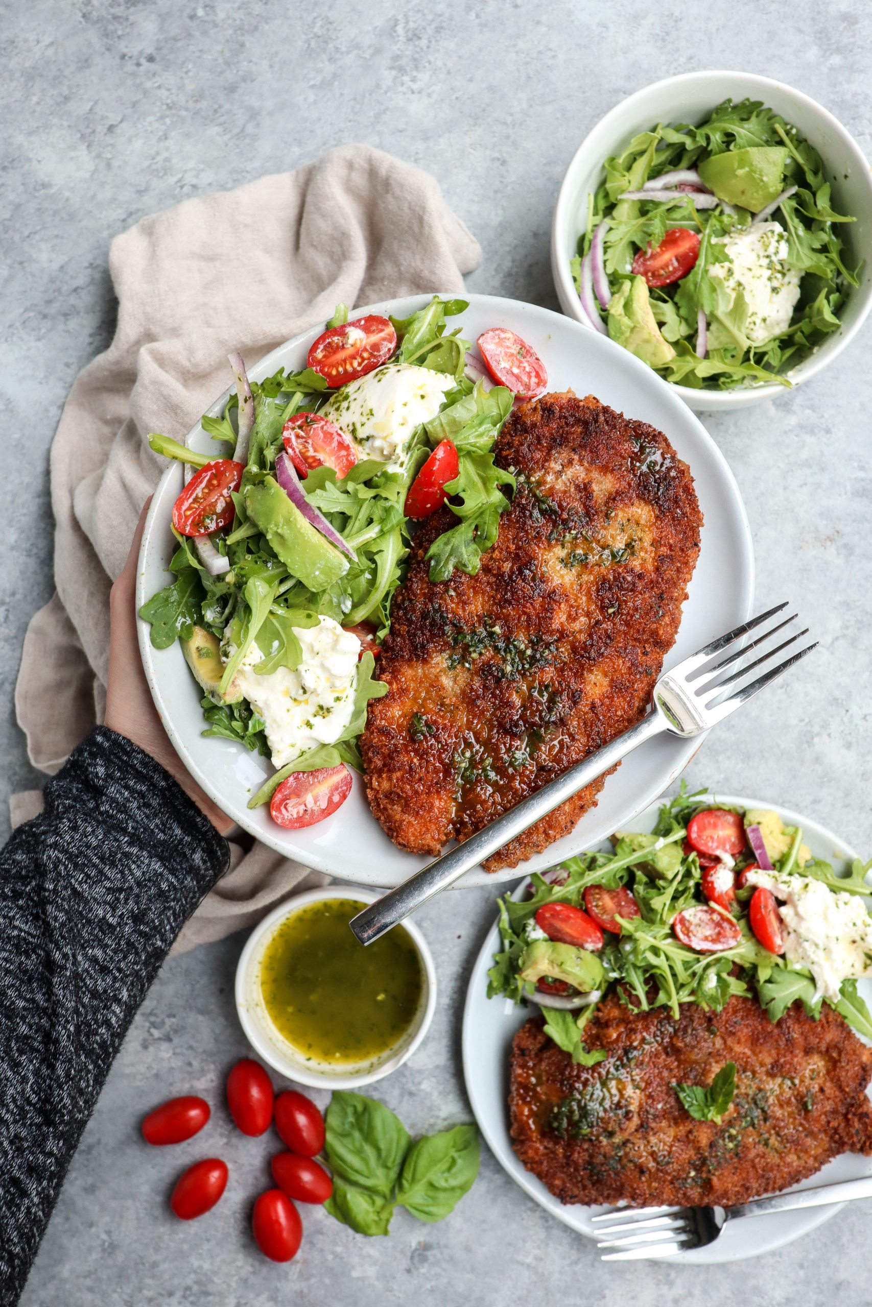 easy chicken milanese with arugula salad cait's plate