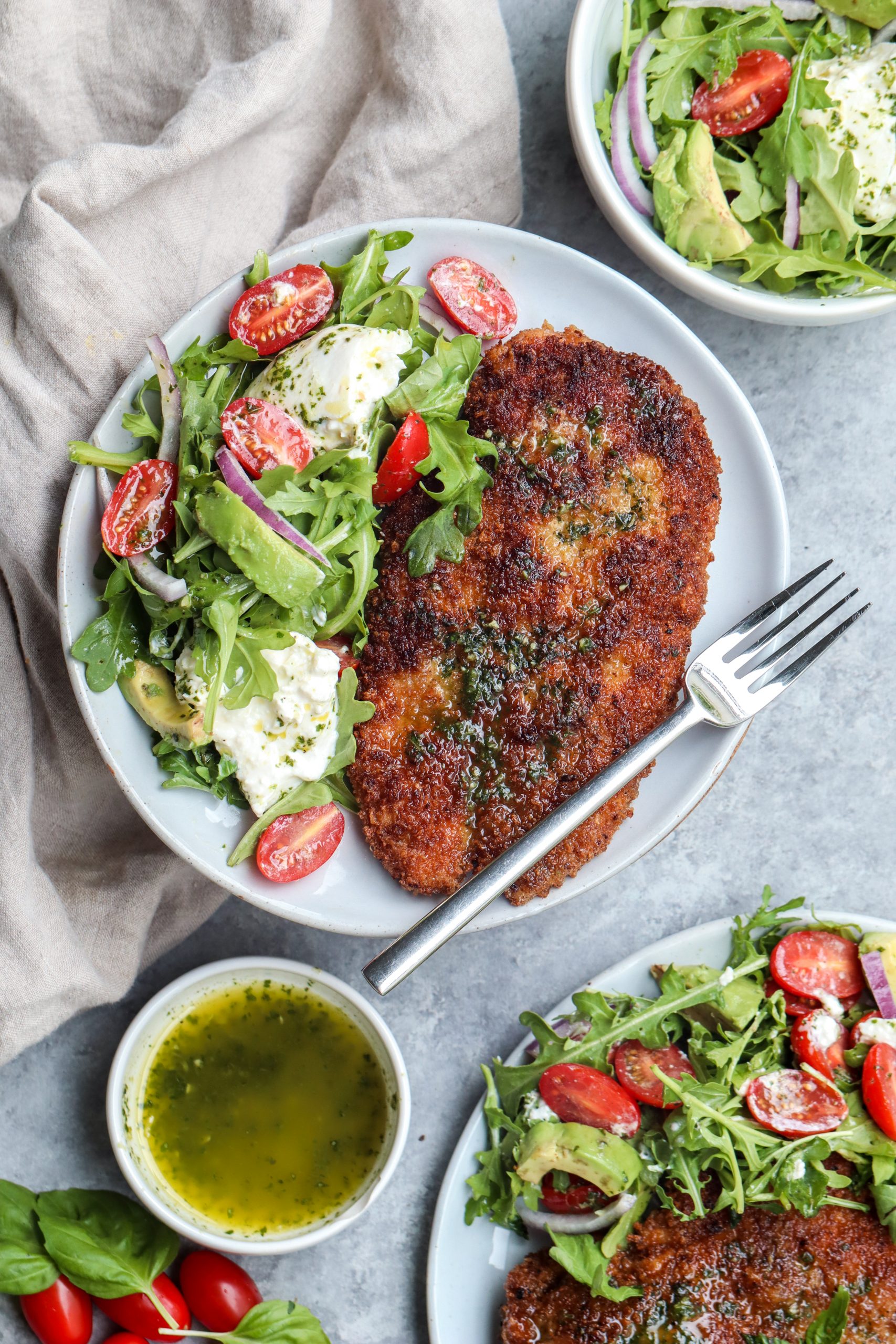 easy chicken milanese with arugula salad cait's plate