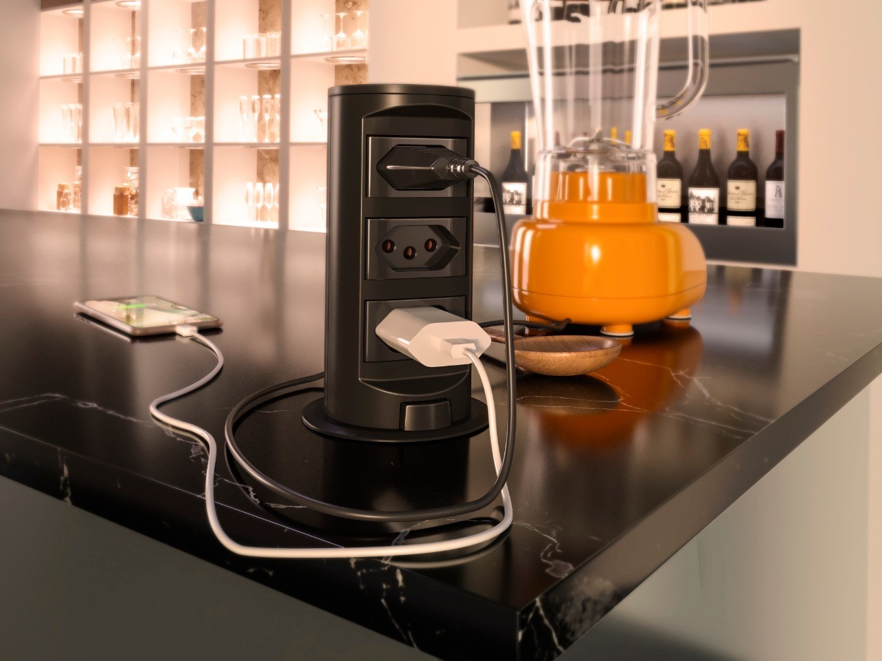 Torre de Tomadas (Totem) para Banca Cozinha e Mesa