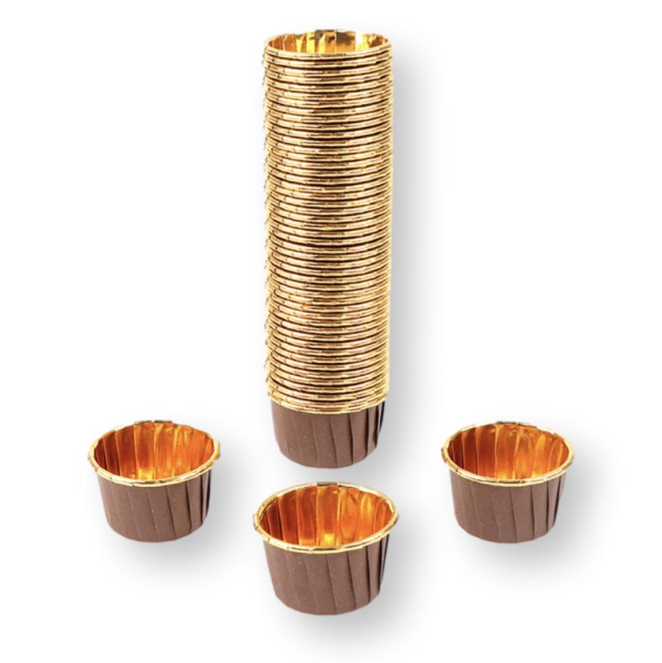 50 pcs Foil Wrapper Gold Mini Cupcake Liner Baking Cups Gold Cake