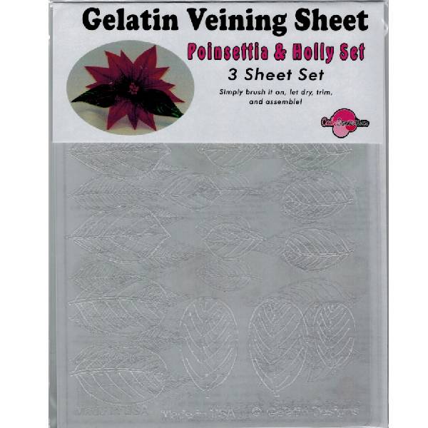 Gelatin Veining Sheet Set Poinsettia / Holly Cake Connection