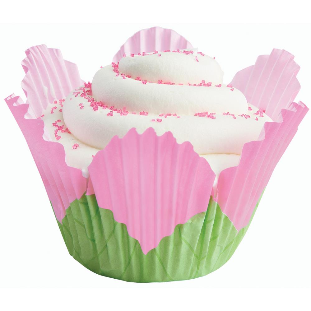 Fancy Shaped Cupcake Liners / Baking Cups Pink Petal 24 ct Cake