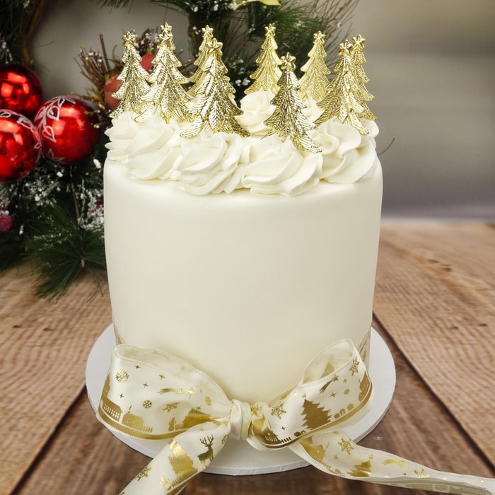 Festive Tree Plastic Cake Toppers Pick Gold Cake CraftCake Craft