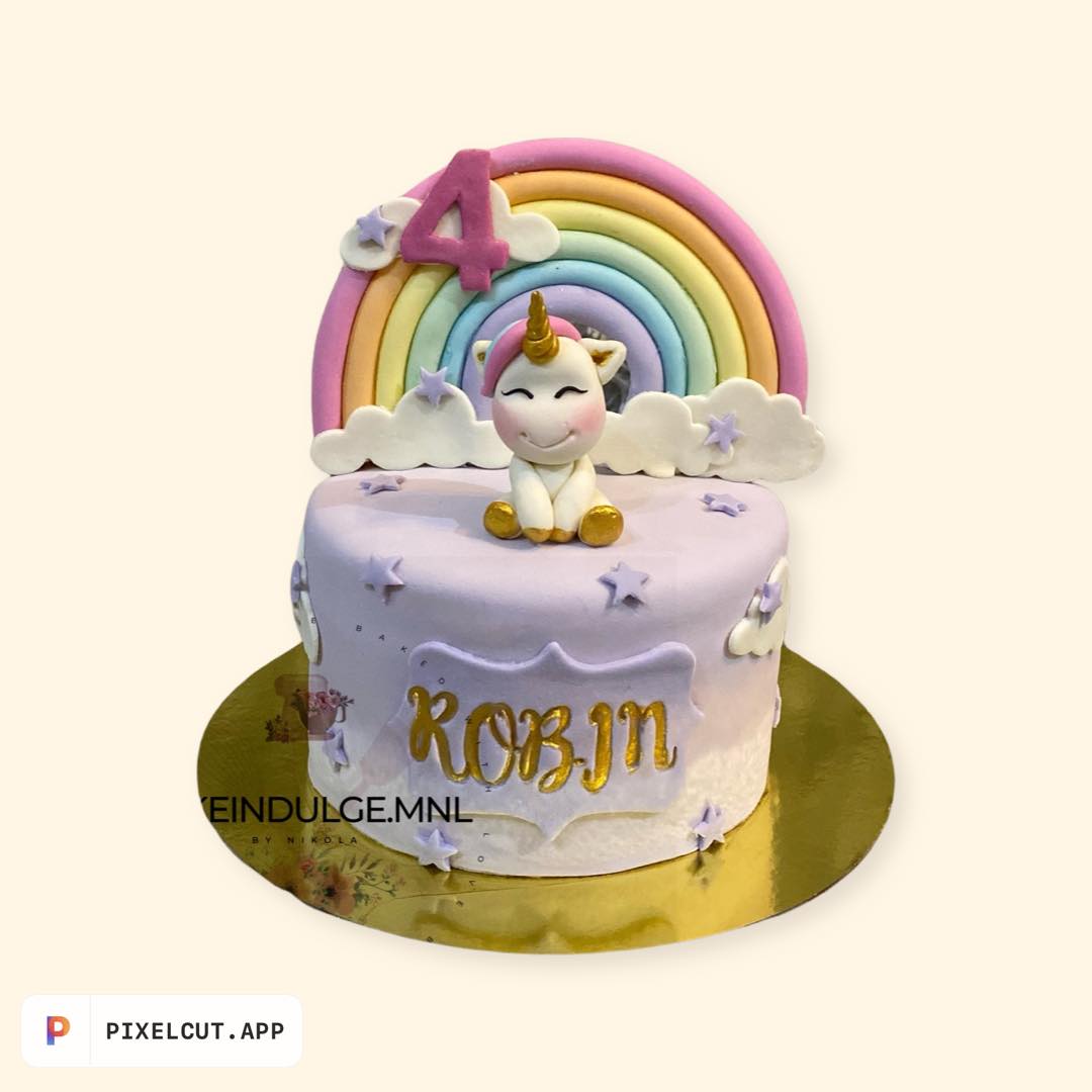 Unicorn Purple Cake with Unicorn Figurine CakeIndulge PH
