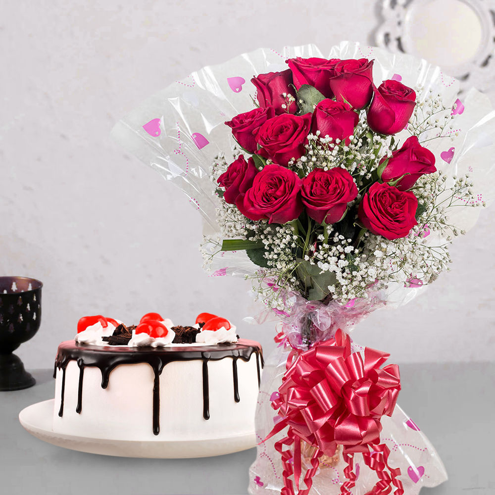 Red Roses with Cake Combo Gift » Best Online Cake Shop in Kathmandu