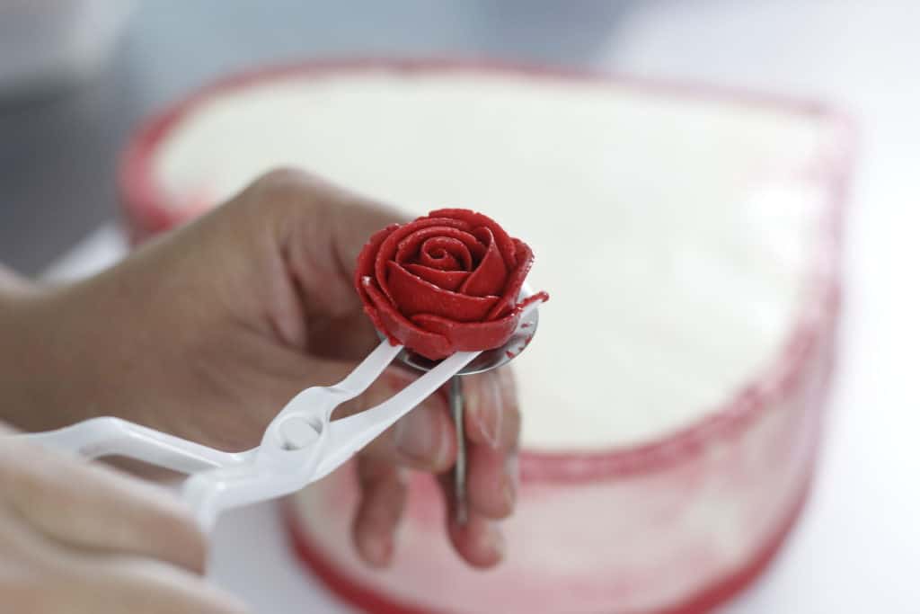 Heart Shaped Cake with Buttercream Roses