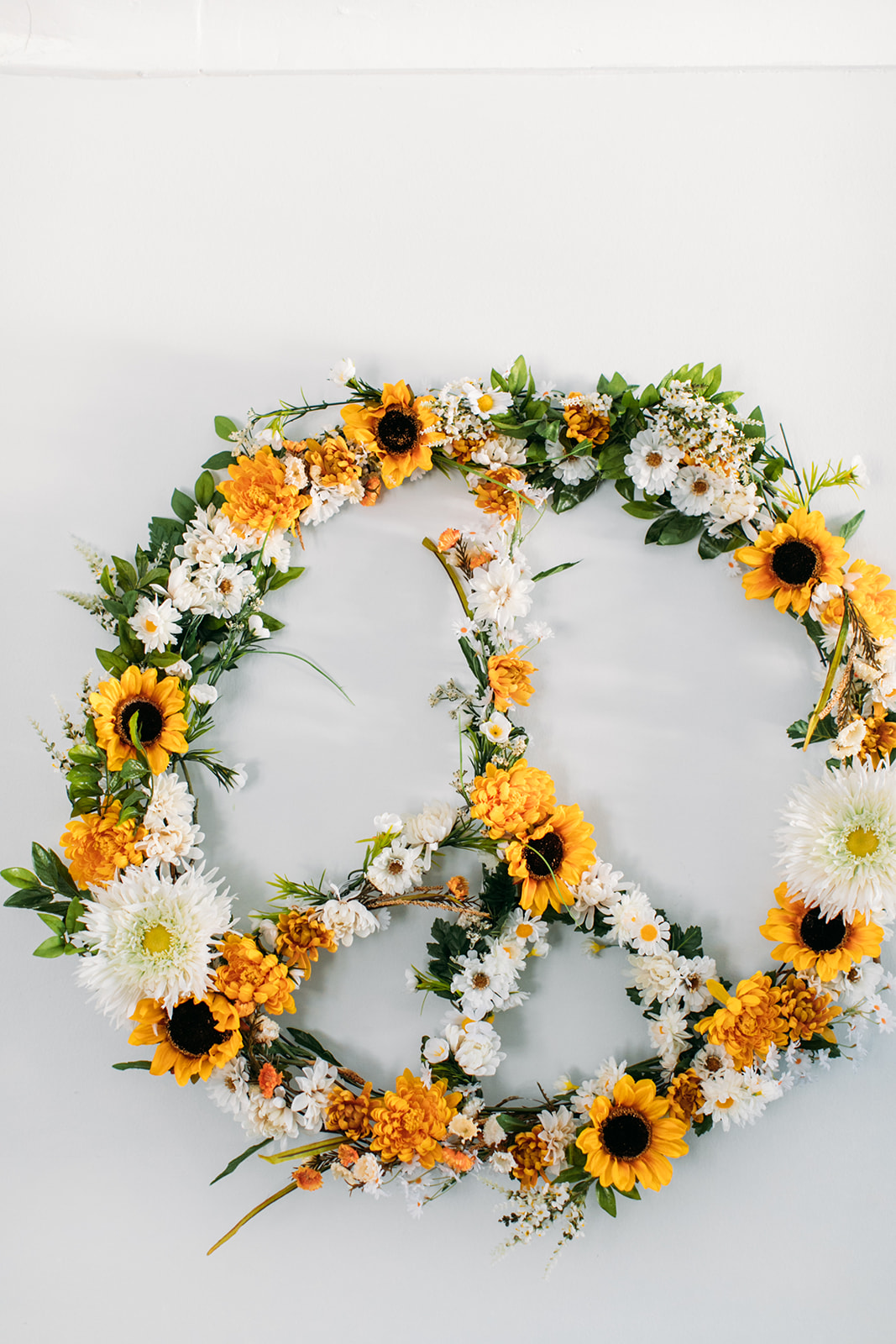 DIY peace sign floral wreath DIY faux floral wreath 100 Layer Cake