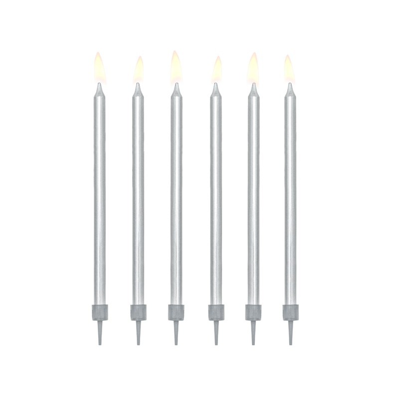 Tall silver candles