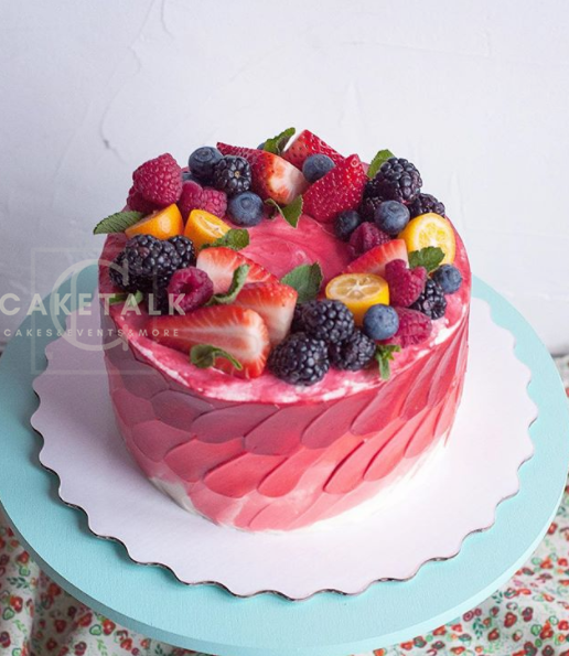 Pink Petal Ribbed Berry Cake Cake Talk Dubai Cake Shop