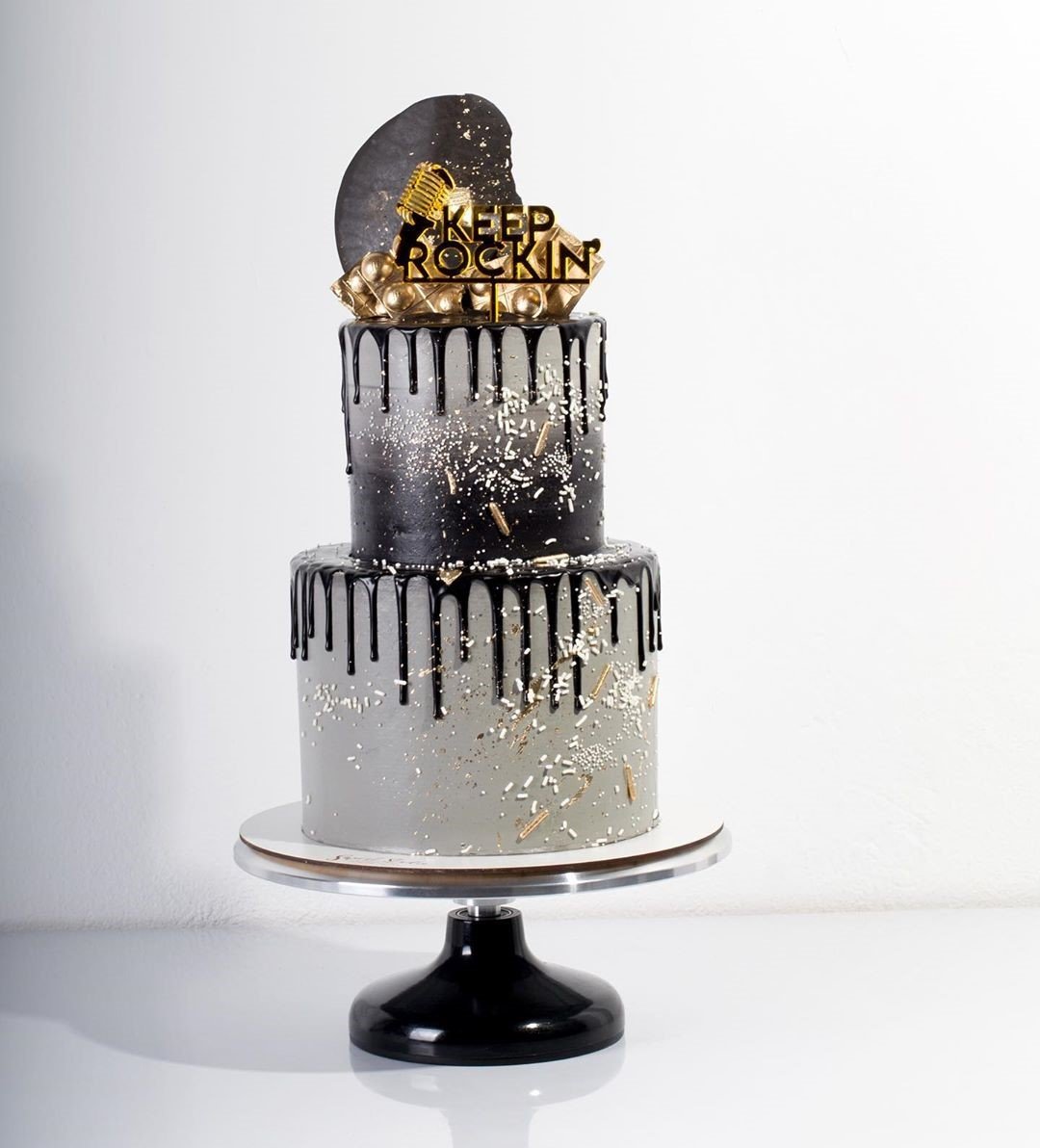 Two Tier Grey Glow Cake Elegant Style Customized Cake for Men Cake Gift