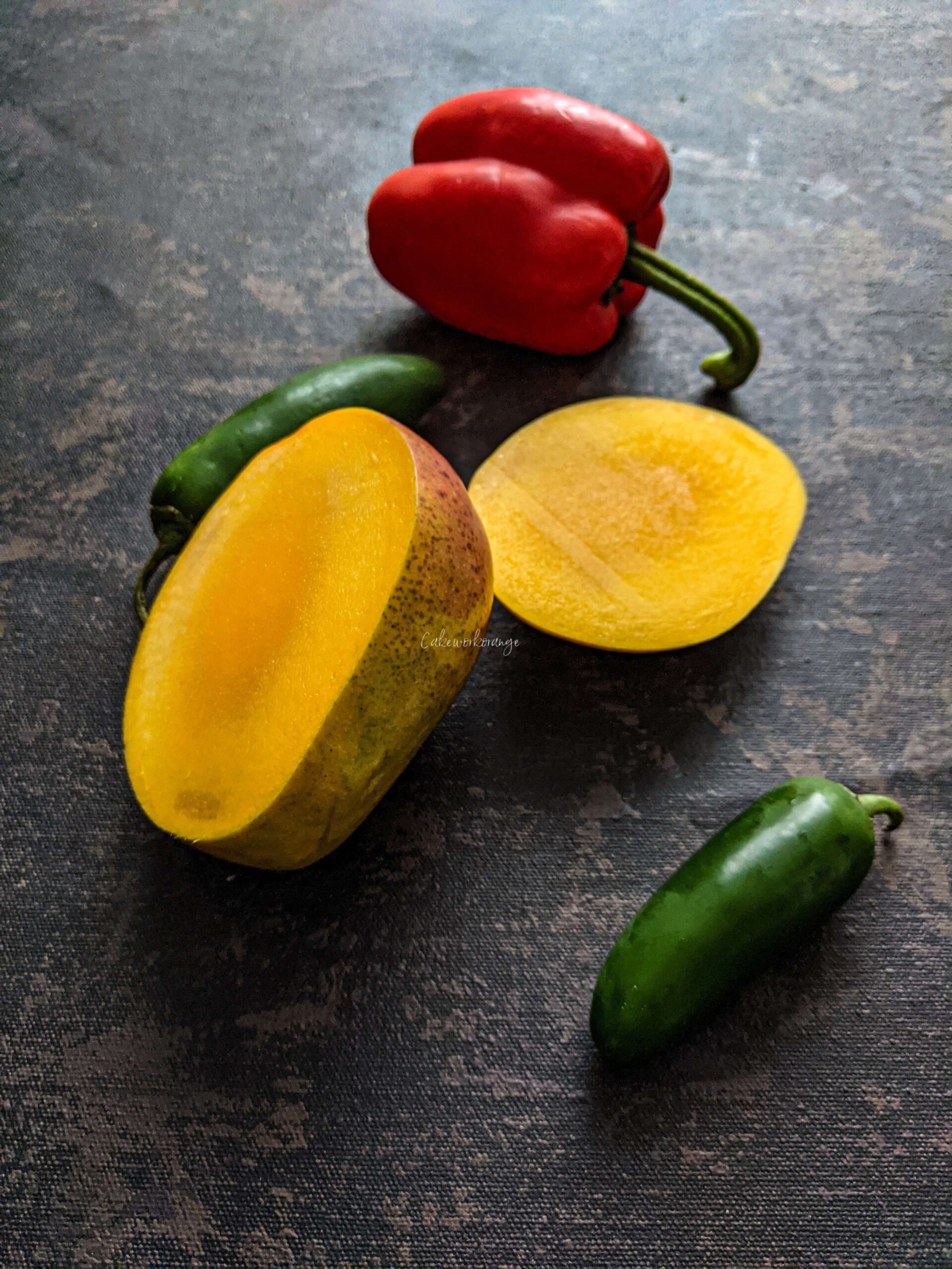 Mangoes, bell pepper and jalapenos are the main ingredients used to make mango de salsa
