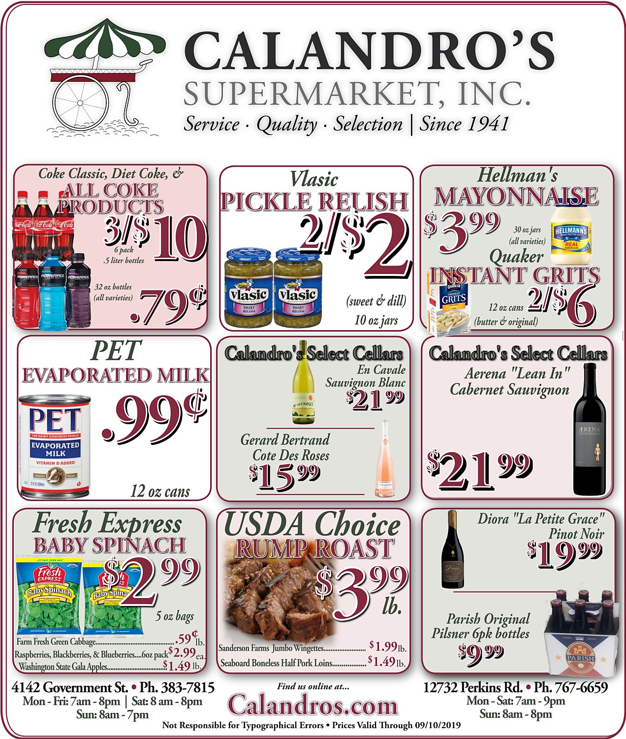 Amazing Weekly Deals @ Calandro’s this week (09/05/2019)