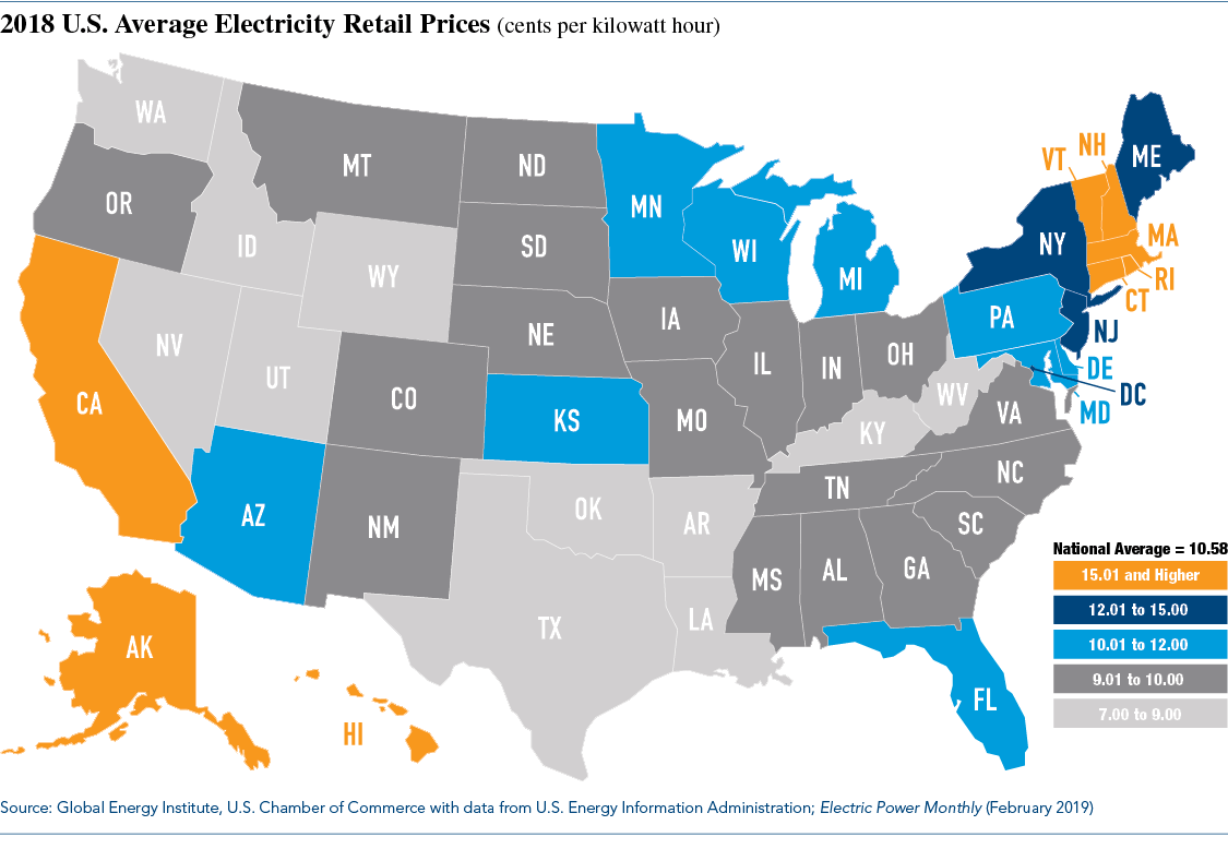 Avoided Cost Of Electricity Generation By County Us Map California Electricity Prices No. 7 in U.S. CalChamber Alert