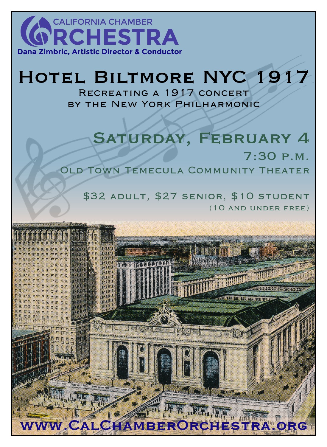Biltmore Hotel NYC 1917 California Chamber Orchestra