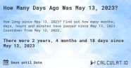 How Many Days Until May 13 2023 W2023B