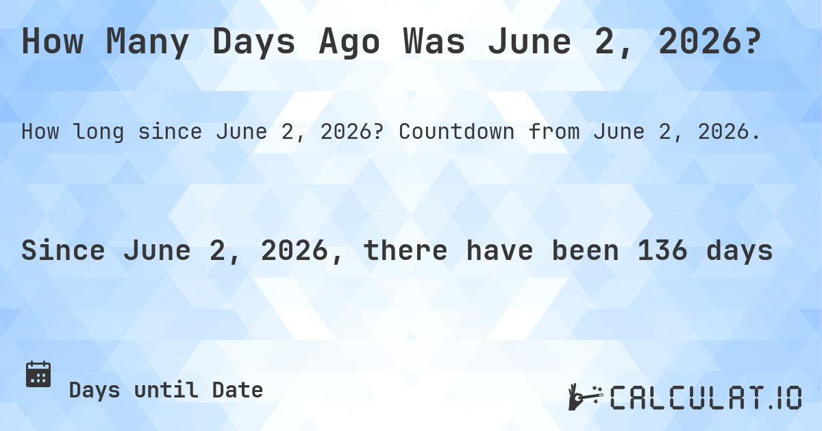 How Many Days Ago Was June 2, 2026 Calculatio