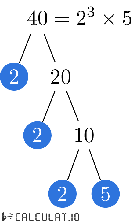 Prime factors of 40 - Calculatio