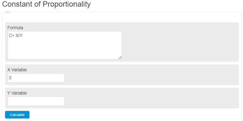 Constant of Proportionality Calculator Calculator Academy