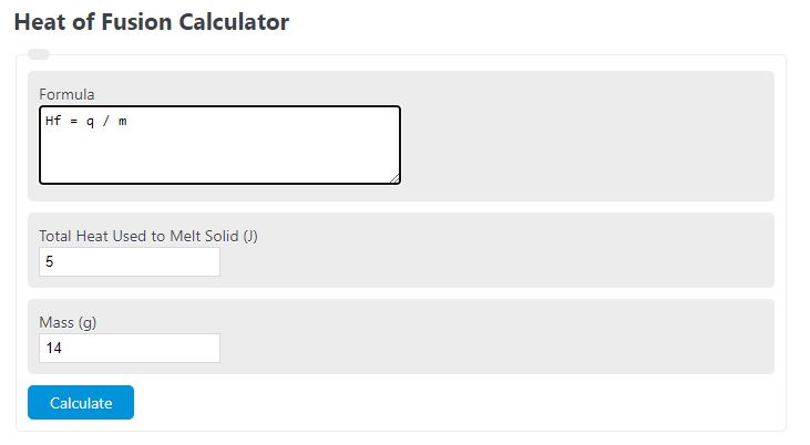 Heat of Fusion Calculator Calculator Academy