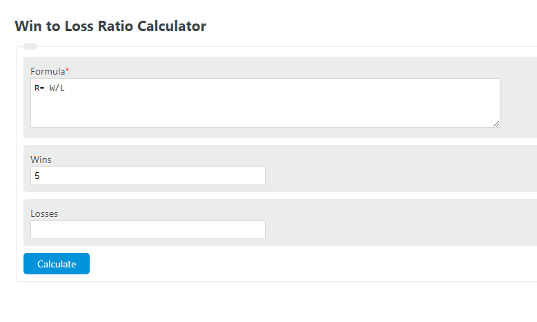 Win To Loss Ratio and Win Rate Calculator - Calculator Academy