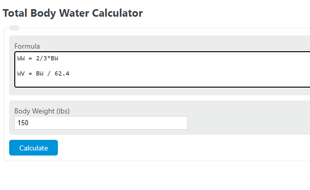 Total Body Water Calculator Calculator Academy
