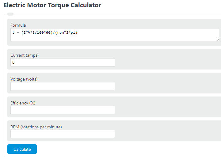 Electric Motor Torque Calculator Calculator Academy