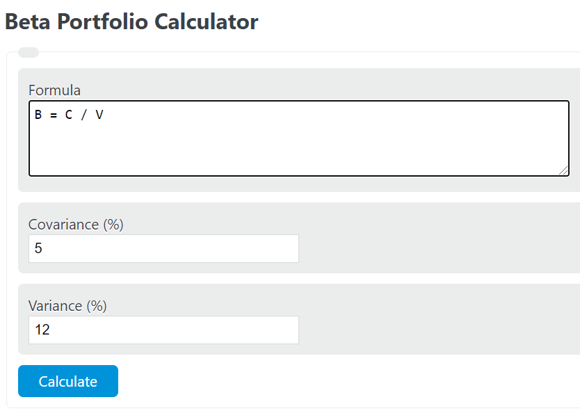 Beta Portfolio Calculator Calculator Academy