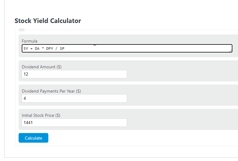 Stock Yield Calculator Calculator Academy