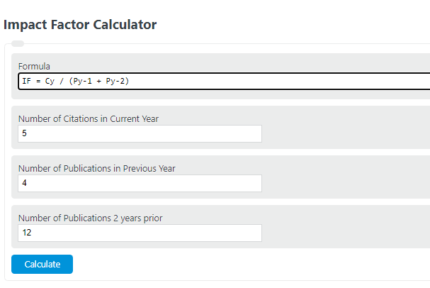 Impact Factor Calculator Calculator Academy