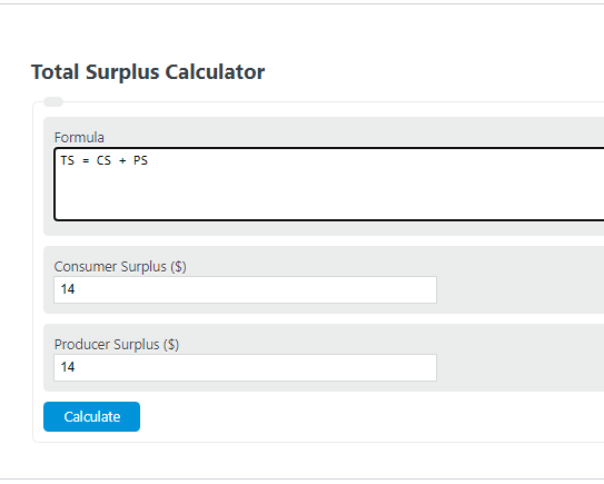 Total Surplus Calculator Calculator Academy