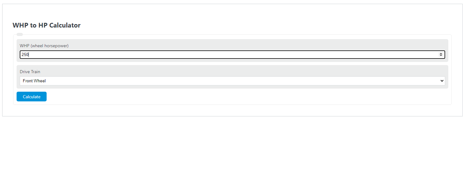 WHP to HP Calculator Calculator Academy