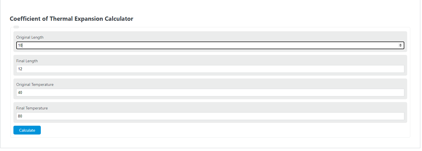 CTE (Coefficient of Thermal Expansion) Calculator Calculator Academy