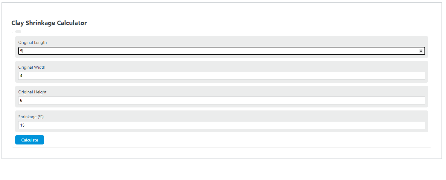 Clay Shrinkage Calculator Calculator Academy