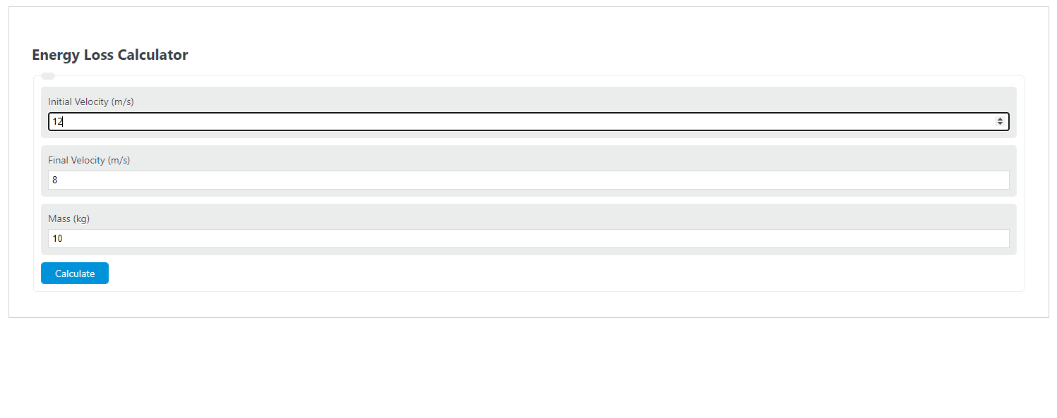 Energy Loss Calculator Calculator Academy